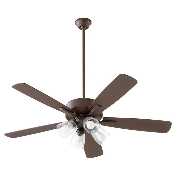 Quorum Ovation 4 Light Ceiling Fan, Oiled Bronze/Clear/Seeded 4525-2486