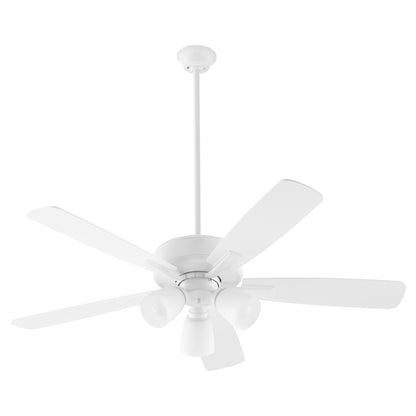 Quorum Ovation 3 Light Ceiling Fan, Studio White/Satin Opal 4525-308