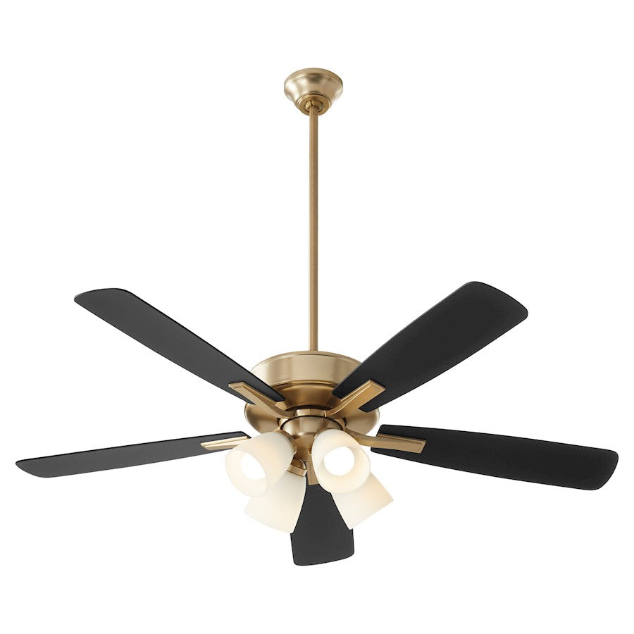 Quorum Ovation 4 Light Ceiling Fan, Aged Brass