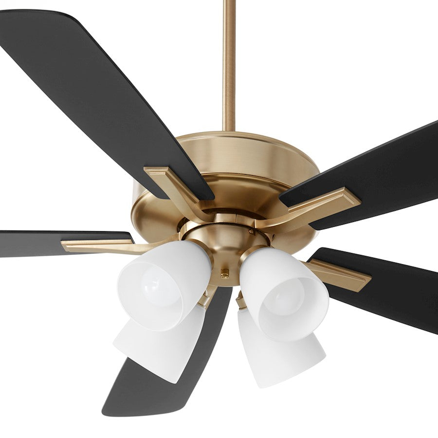 Quorum Ovation 4 Light Ceiling Fan, Aged Brass