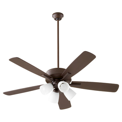 Quorum Ovation 4 Light Ceiling Fan, Oiled Bronze/Satin Opal 4525-486