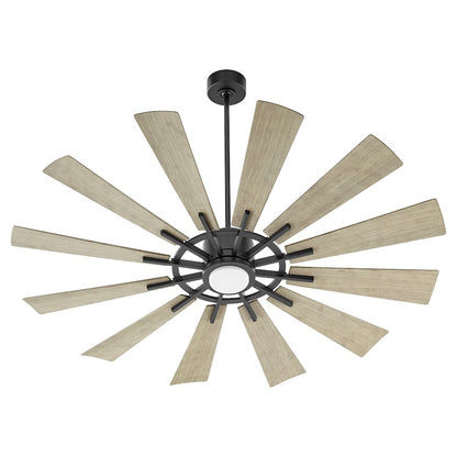 Quorum Cirque 1 Light 60" Patio Fan, Matte Black/Weathered Gray - 46012-5942