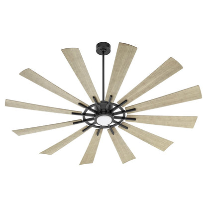 Quorum Cirque 1 Light 72" Patio Fan, Matte Black/Weathered Gray - 47212-5942