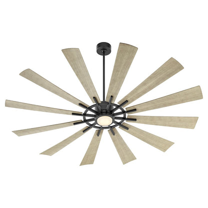 Quorum Cirque 1 Light Patio Fan, Matte Black/Weathered Gray