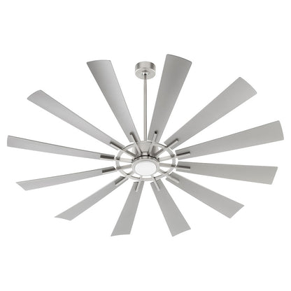 Quorum Cirque 1 Light 72" Patio Fan, Satin Nickel - 47212-65