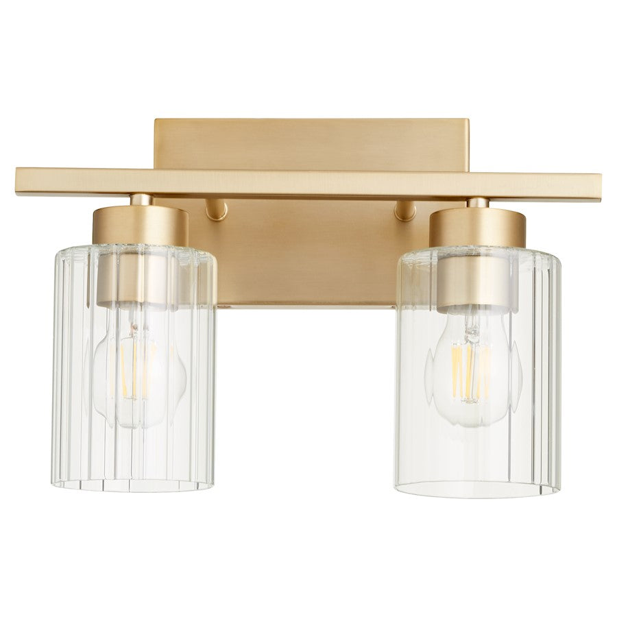 Quorum Ladin 2 Light Vanity, Aged Brass/Clear 501-2-280