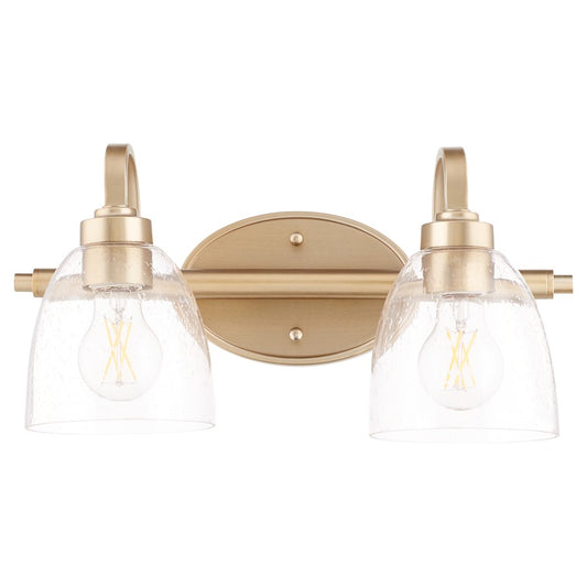 Quorum Reyes 2 Light Vanity, Aged Brass/Clear Seeded 5060-2-280