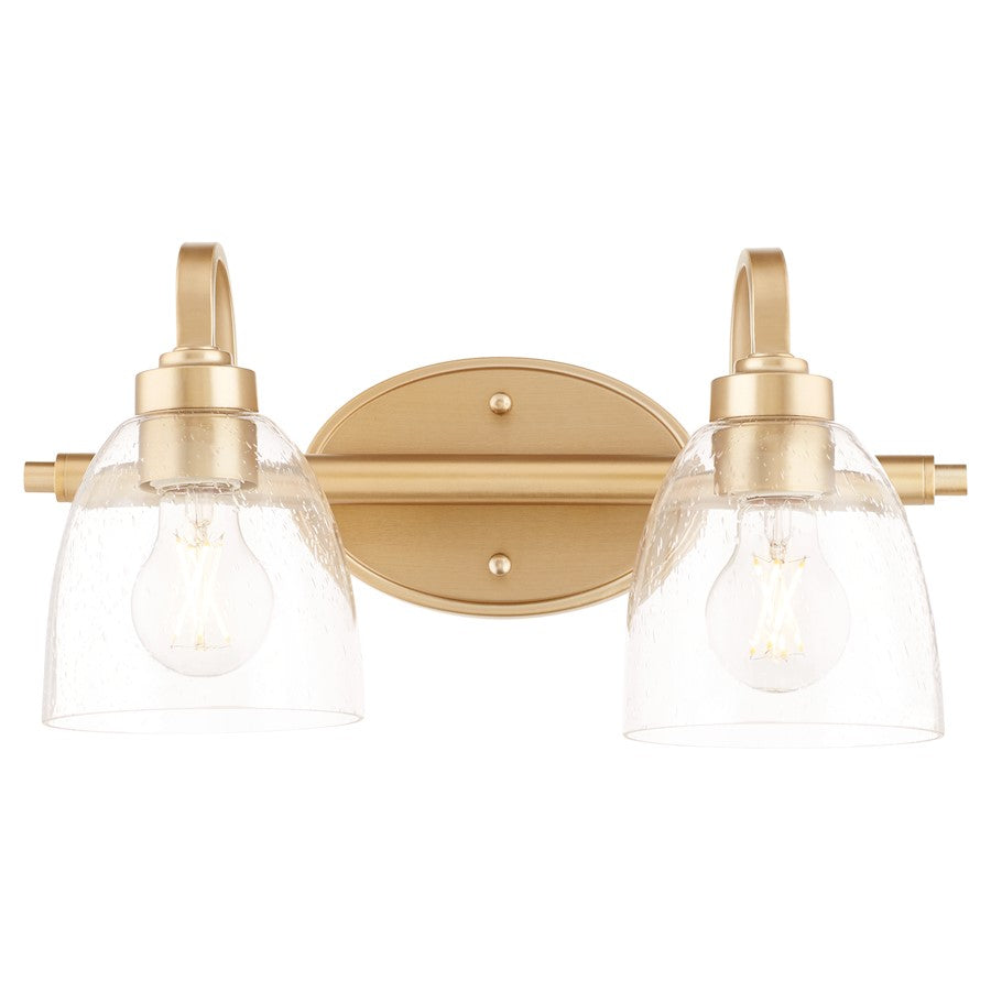 2 Light Bathroom Vanity Light, Aged Brass