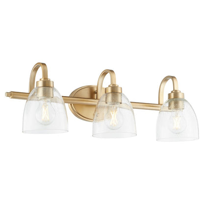 3 Light Bathroom Vanity Light, Aged Brass