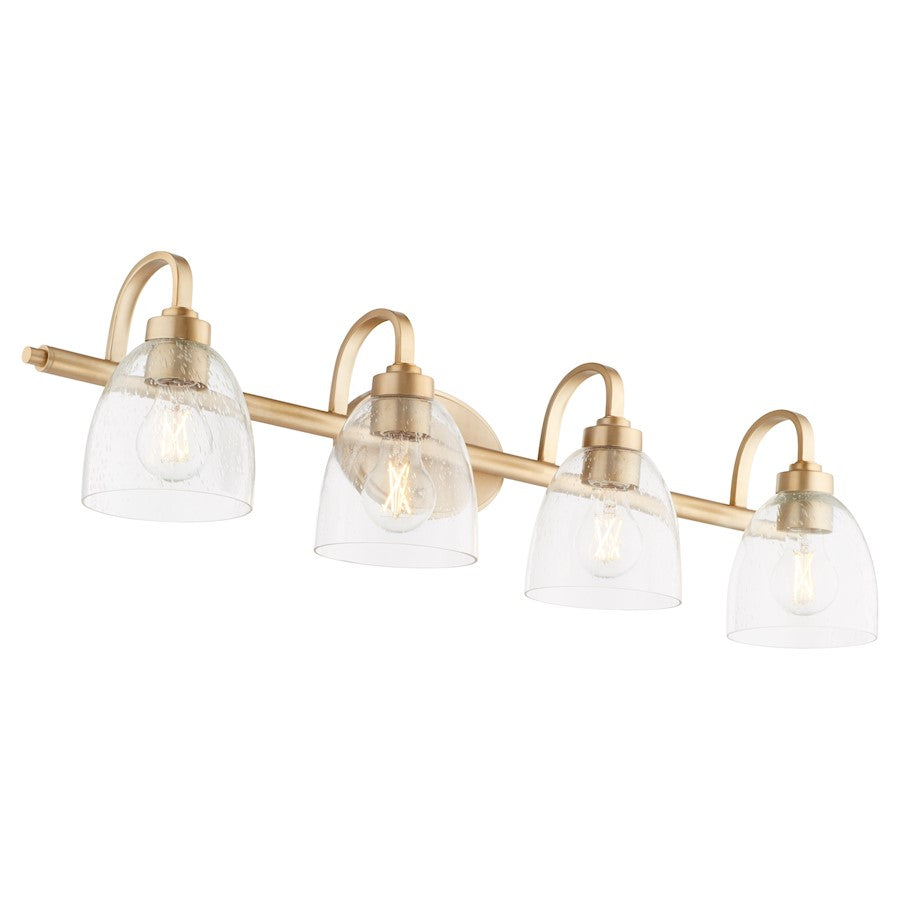 4 Light Bathroom Vanity Light, Aged Brass