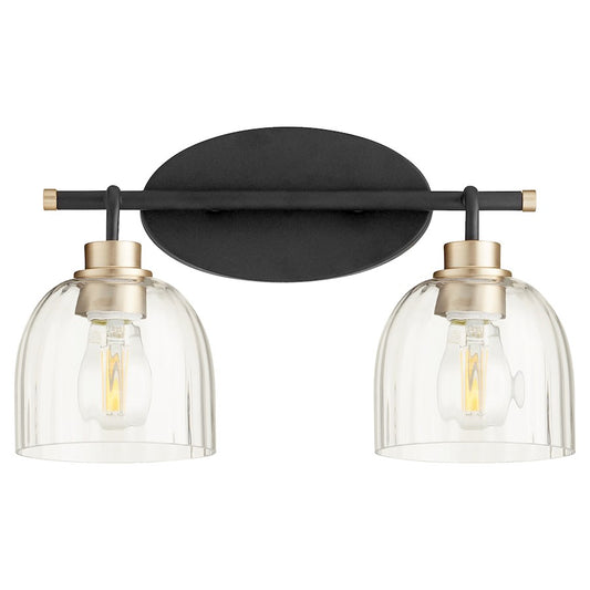 Quorum Espy 2 Light Vanity, Noir/Aged Brass/Clear - 507-2-6980