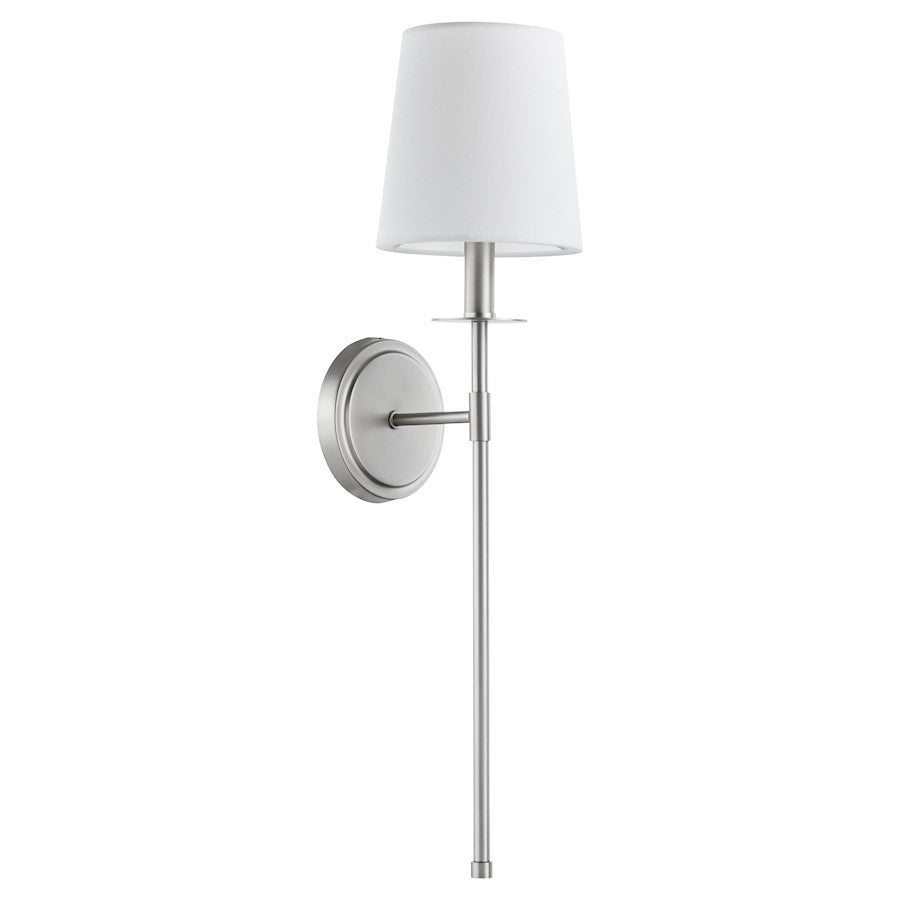 Quorum Linen Shade 1 Light Sconce, Satin Nickel /White - 514-1-65