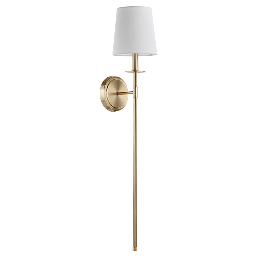 Quorum Linen Shade 1 Light Sconce, Aged Brass /White - 514-1-80