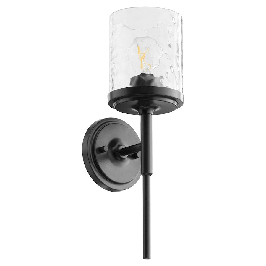 Quorum Starky 1 Light Wall Mount, Matte Black/Clear Hammered - 517-1-59