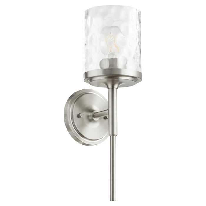 Quorum Starky 1 Light Wall Mount, Satin Nickel/Clear Hammered - 517-1-65