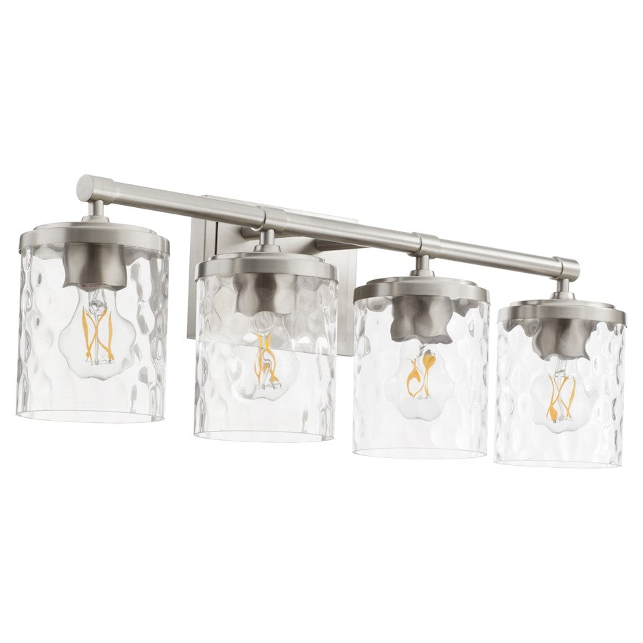 Quorum Starky 4 Light Vanity, Satin Nickel/Clear Hammered - 517-4-65