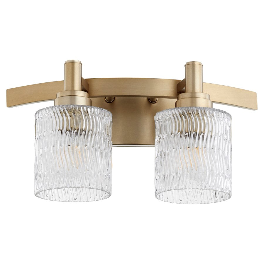 Quorum Stadium 2 Light Vanity, Aged Brass - 5184-2-80