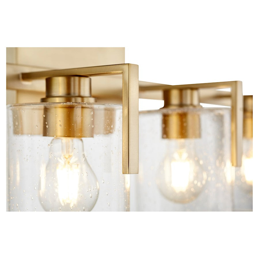 4 Light Bathroom Vanity Light, Aged Brass