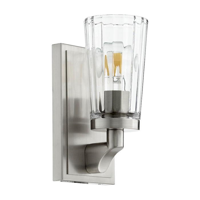 Quorum 1 Light Fluted Wall Mount, Satin Nickel/Clear - 5201-1-65
