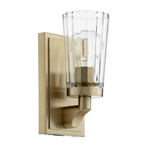 Quorum 1 Light Fluted Wall Mount, Aged Brass/Clear - 5201-1-80