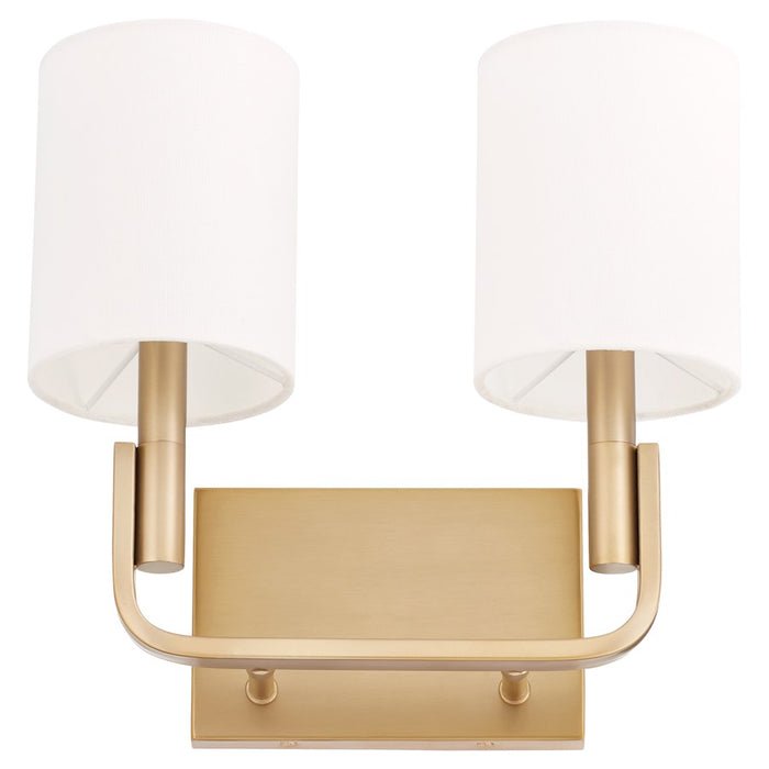 Quorum Tempo 2 Light Wall Mount, Aged Brass/White 5210-2-80