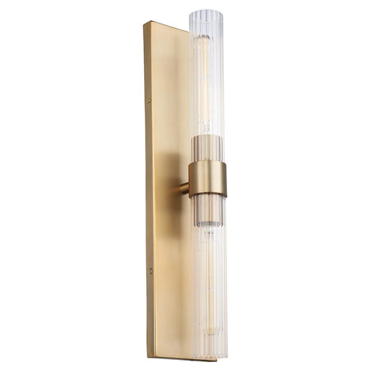 Quorum Sheridan 2 Light Wall Mount, Aged Brass/Clear 522-2-80