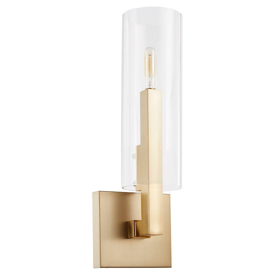 Quorum Harbin 1 Light Wall Mount, Aged Brass/Clear 5277-1-80