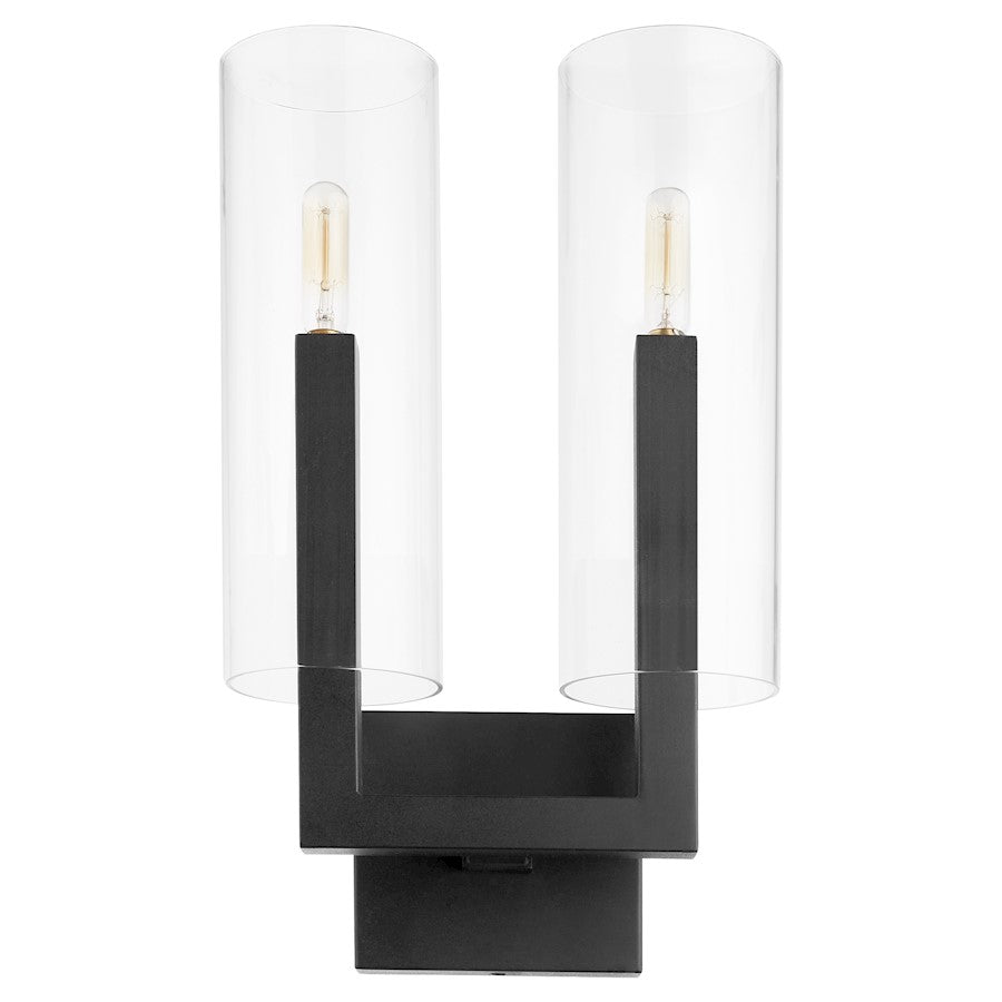 Quorum Harbin 2 Light Wall Mount, Noir/Clear 5277-2-69