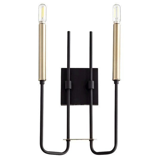 Quorum Hope 2 Light Wall Mount, Noir/Aged Brass - 530-2-6980