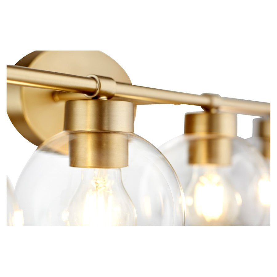 4 Light Bathroom Vanity Light, Aged Brass