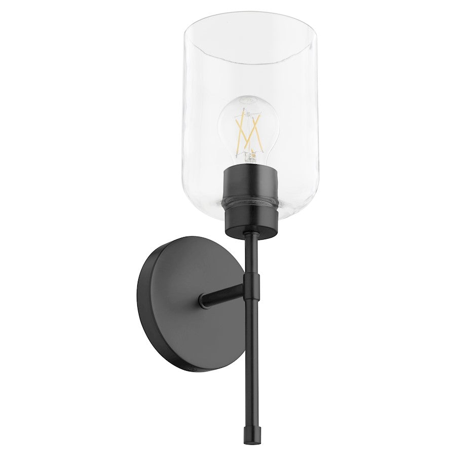 Quorum Tribute 1 Light Wall Mount, Matte Black/Clear 5374-1-59