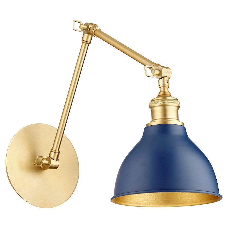 Quorum 1 Light Wall Mount, Aged Brass/Blue - 5392-3280