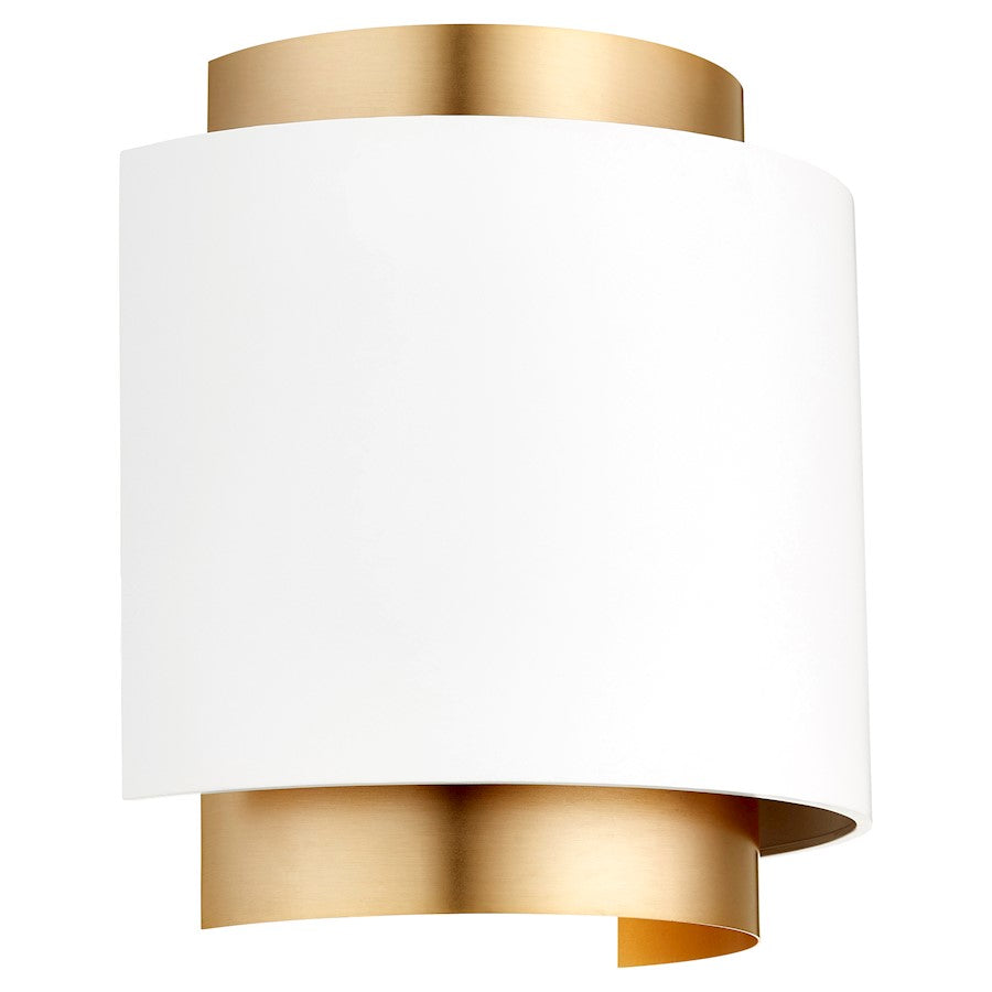 Quorum 1 Light 1/2 Drum Sconce, Studio White/Aged Brass - 5610-0880