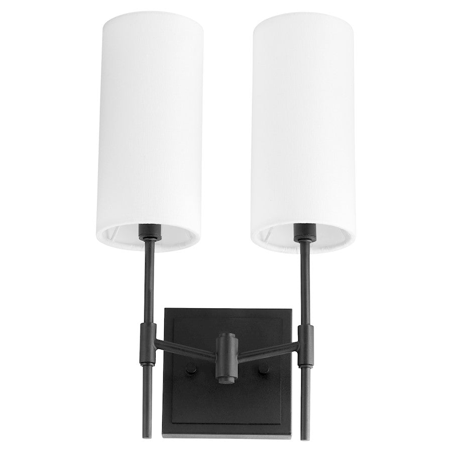 Quorum Hamilton 2 Light Wall Mount, Matte Black/White 563-2-59