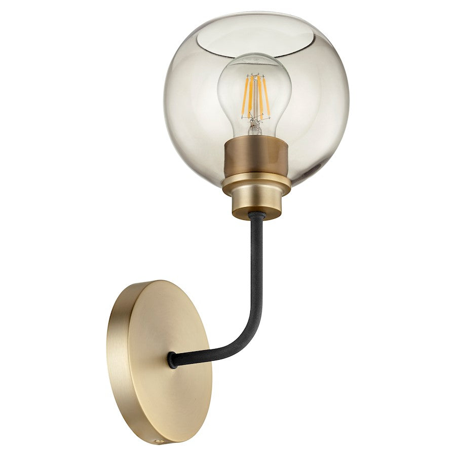 Quorum Clarion 1 Light Wall Mount, Noir/Aged Brass - 572-1-6980