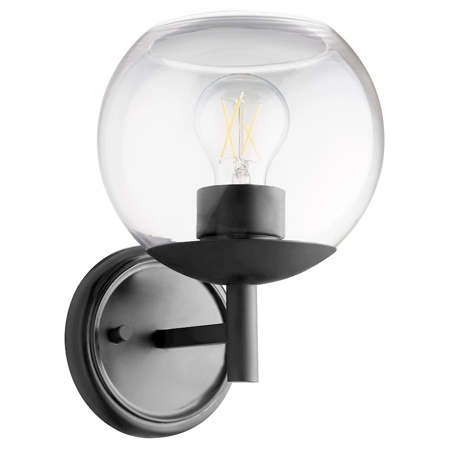 Quorum Lyon 1 Light Wall Mount, Matte Black/Clear 578-1-59