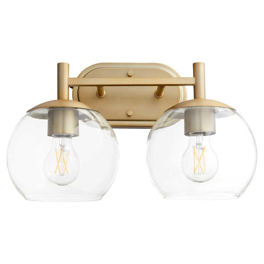 Quorum Lyon 2 Light Vanity, Aged Brass/Clear - 578-2-80