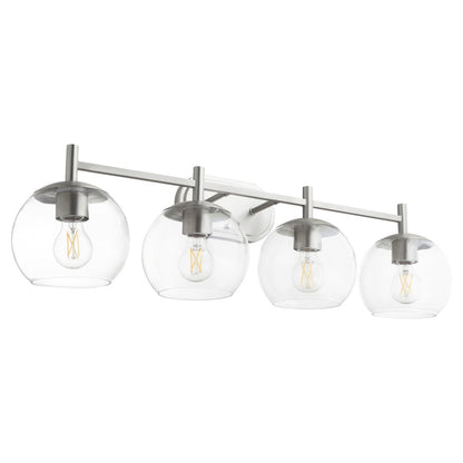 Quorum Lyon 4 Light Vanity, Satin Nickel/Clear - 578-4-65