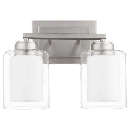 Quorum 2 Light Vanity, Satin Nickel/Clear/Opal 582-2-65