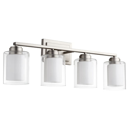 Quorum 4 Light Vanity, Satin Nickel/Clear/Opal 582-4-65