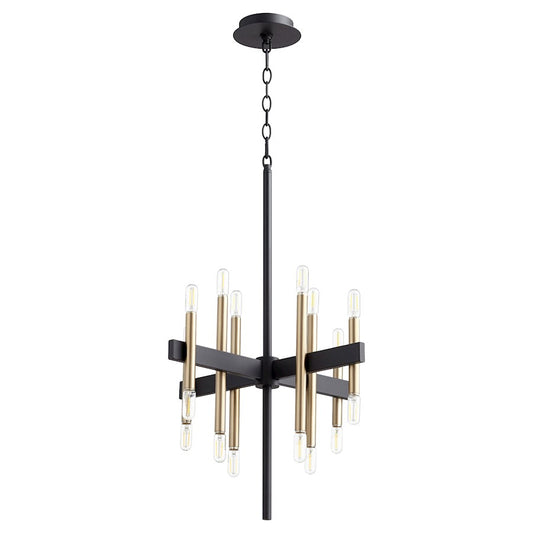 Quorum Luxe 16 Light Chandelier, Noir/Aged Brass - 60-16-6980