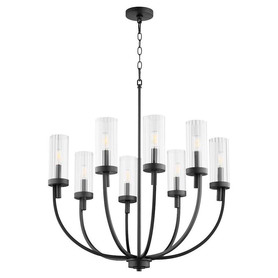 Quorum Ladin 8 Light Chandelier, Noir/Clear 601-8-69