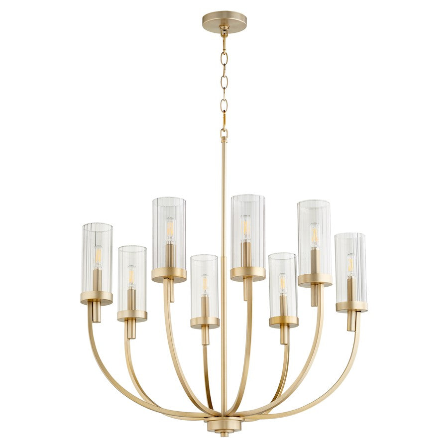 Quorum Ladin 8 Light Chandelier, Aged Brass/Smoke Glass/Smoke 601-8-80