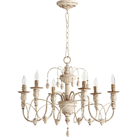 6 Light 25" Chandelier, Persian White