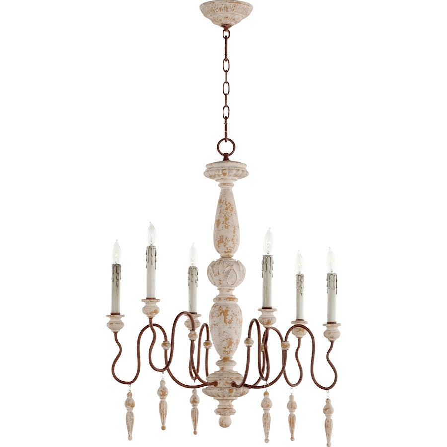 6 Light 26" Chandelier, Grey