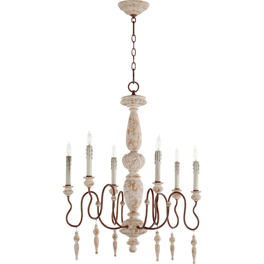 6 Light 26" Chandelier, Grey