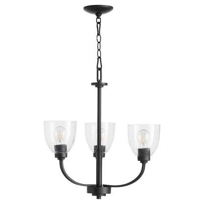 Quorum Reyes 3Light Clr/Sd Chandelier, Textured Black/Clear Seeded - 6060-3-69