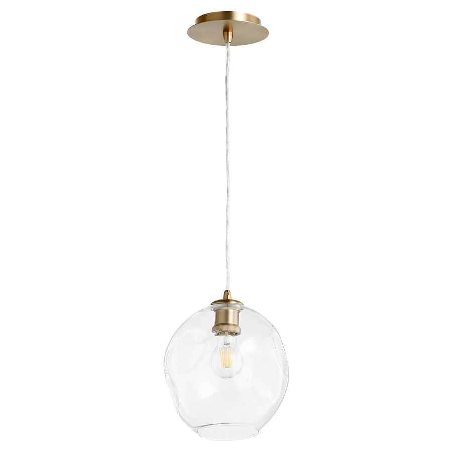 Quorum Numen 1 Light Pendant, Aged Brass/Clear - 61-80