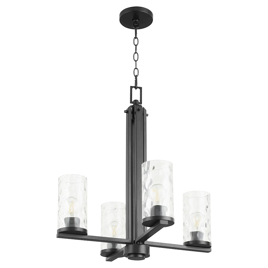 Quorum Steinway 4 Light Chandelier, Matte Black/Clear 6111-4-59