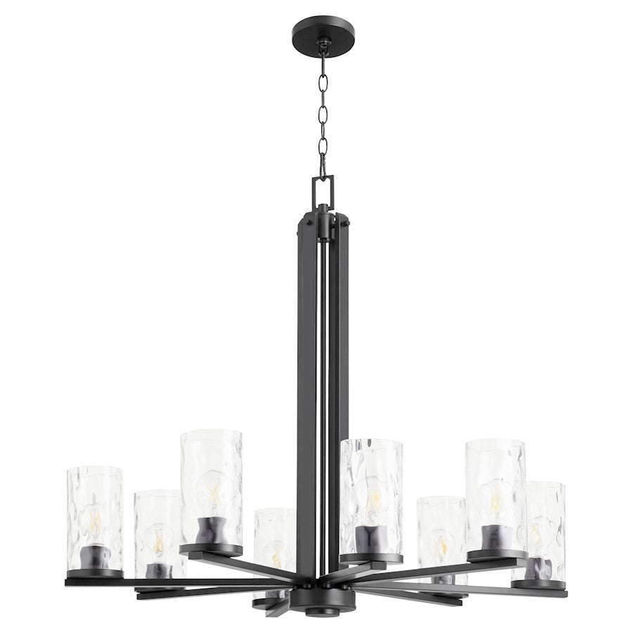 Quorum Steinway 8 Light Chandelier, Matte Black/Clear 6111-8-59